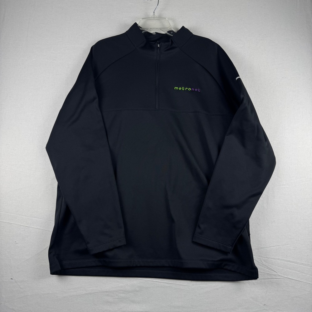 Nike Mens XXL Black Metronet Quarter Zip Fleece Pullover Jacket